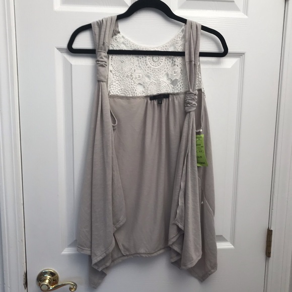 Moa Moa Tops - Gray Cardigan Vest